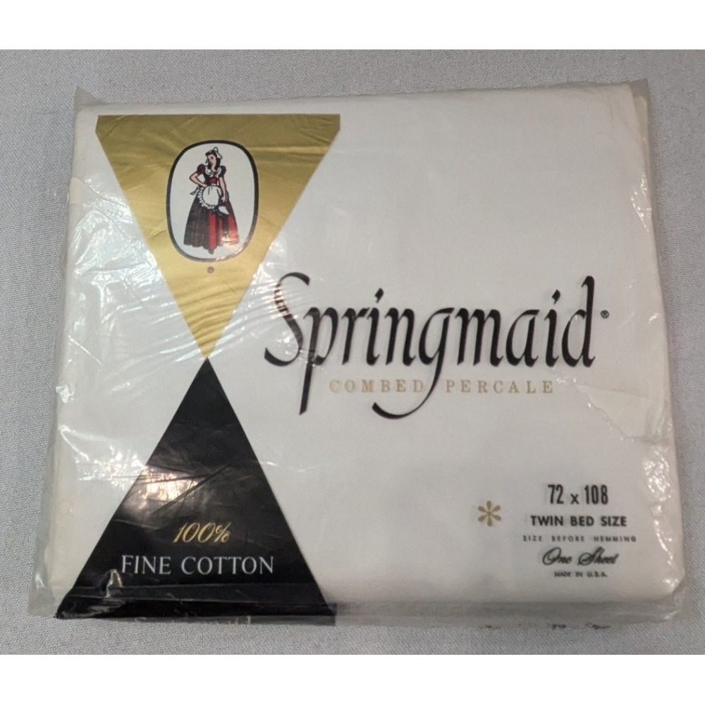 Springmaid Flat Sheet Twin White NEW 100% Cotton Combed Percale Vintage USA Made